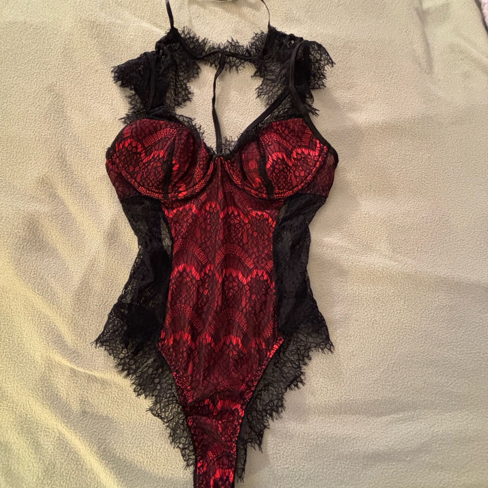 NWOT Red and Black Lace Teddy